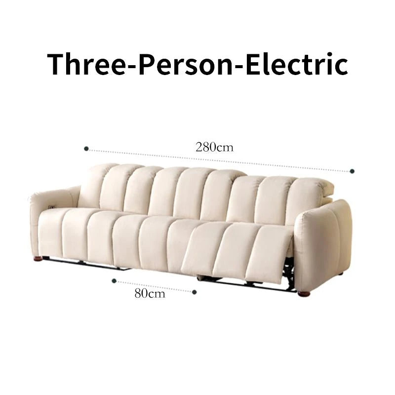 White Multifunctional Sofa Massage Living Room Electric Stretch Seats Soft Fabric Complete Backrest Recliner Home Furniture