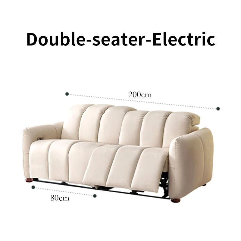 White Multifunctional Sofa Massage Living Room Electric Stretch Seats Soft Fabric Complete Backrest Recliner Home Furniture