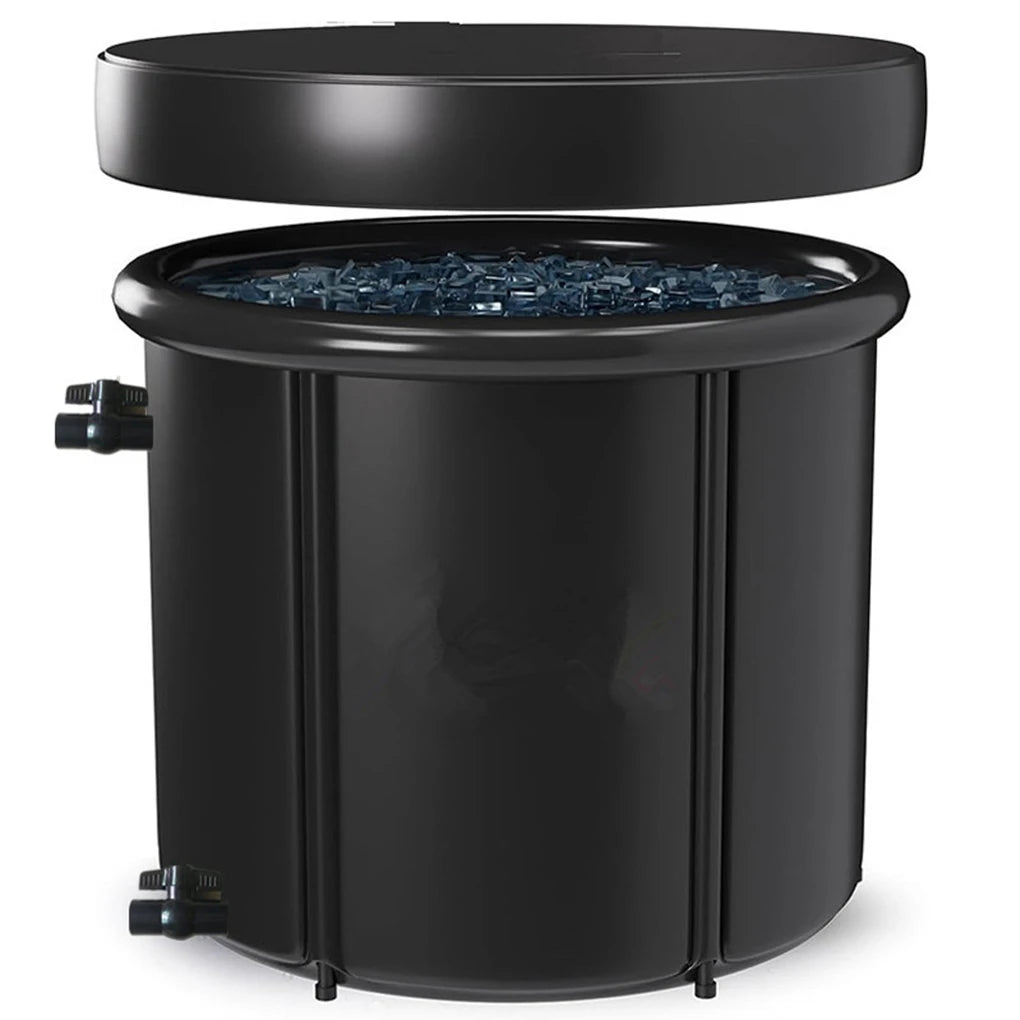 Black Foldable and Portable Ice Bath Bucket for Easy Cleaning Portable Ice Bath Tubs Safe PVC