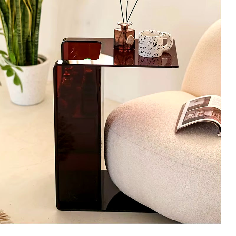 Acrylic Transparent Small Coffee Table C-Shaped Sofa Card Table Living Room Window Side Table Corner Table Bedside Small Table